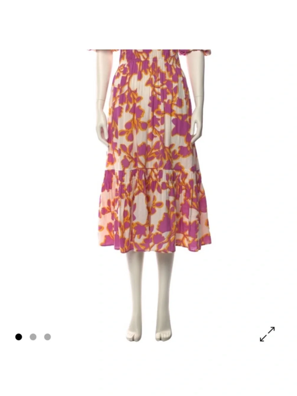 ME+EM Pink and Yellow Floral Smocked Midi Dress - Picture 7 of 13